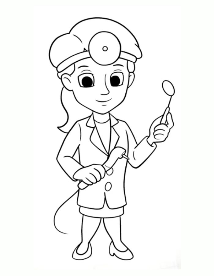 Lady Dentist Clipart Coloring Page