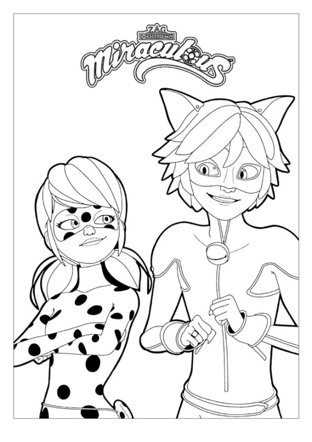 Ladybug And Cat Noir Coloring Page