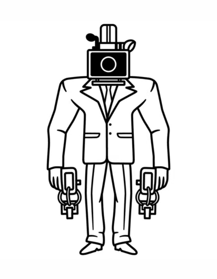 Large Cameraman Skibidi Toilet Coloring Page