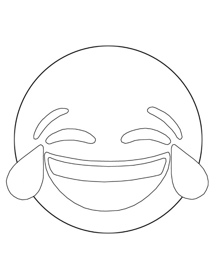 Laughing Face With Tears Of Joy And A Wide Smile Coloring Page