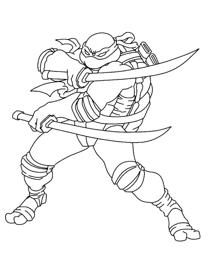 Leonardo Black And White Line Art Coloring Page