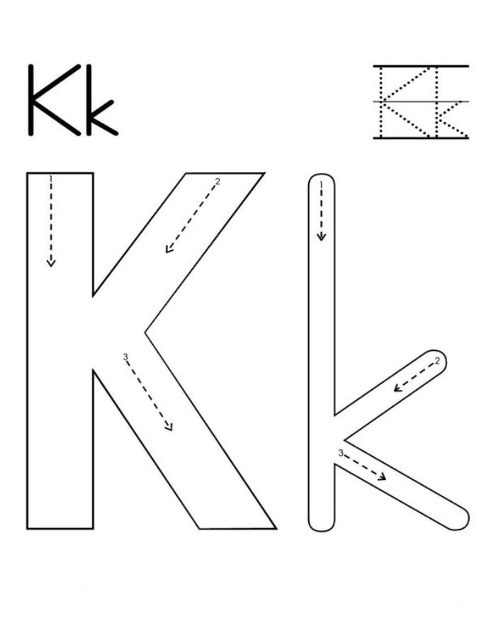 Letter K Trace And Color Coloring Page