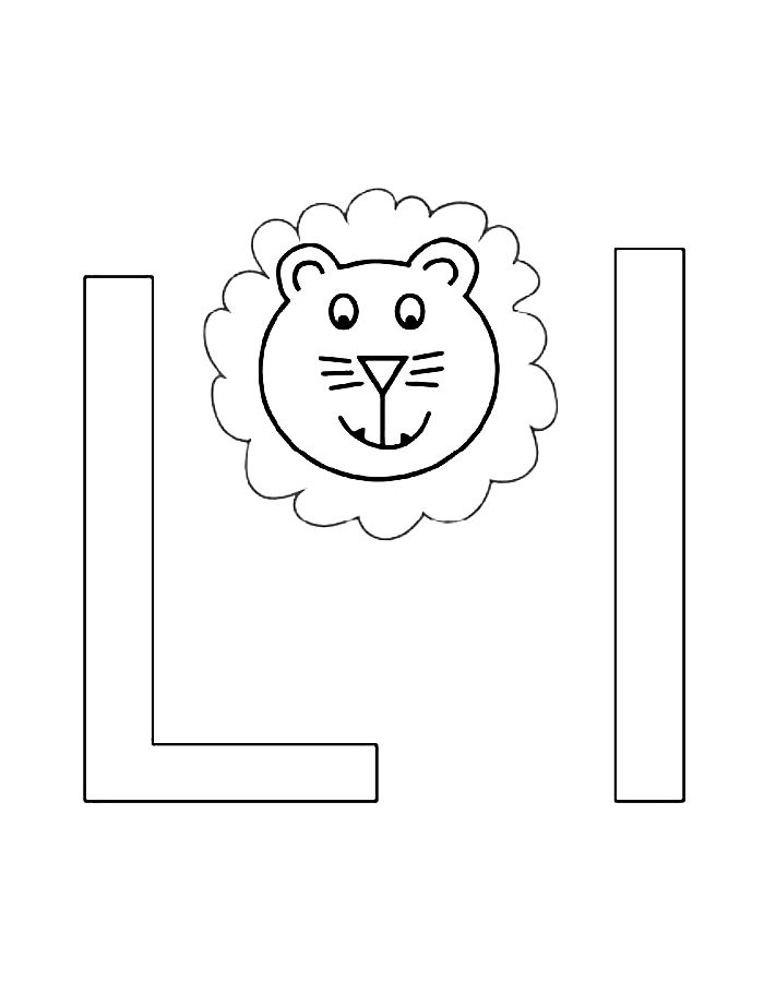 Letter L Lion For Kids Coloring Page