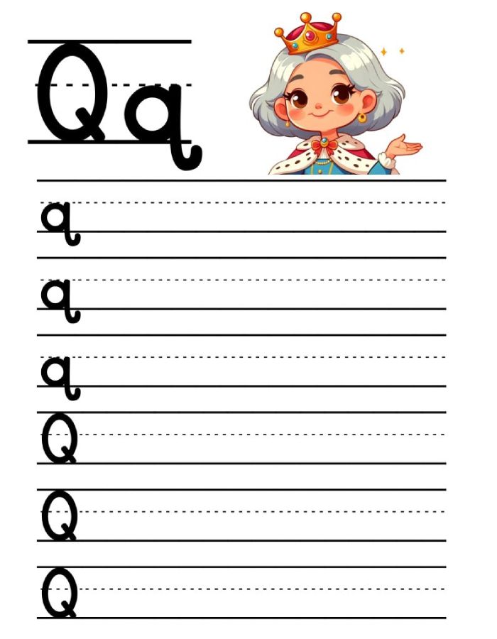 Letter Q Practice Worksheets Coloring Page