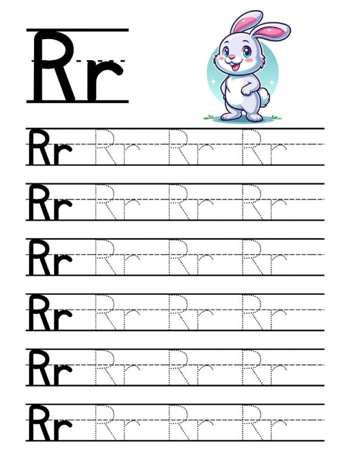 Letter R Writing Practice Coloring Page