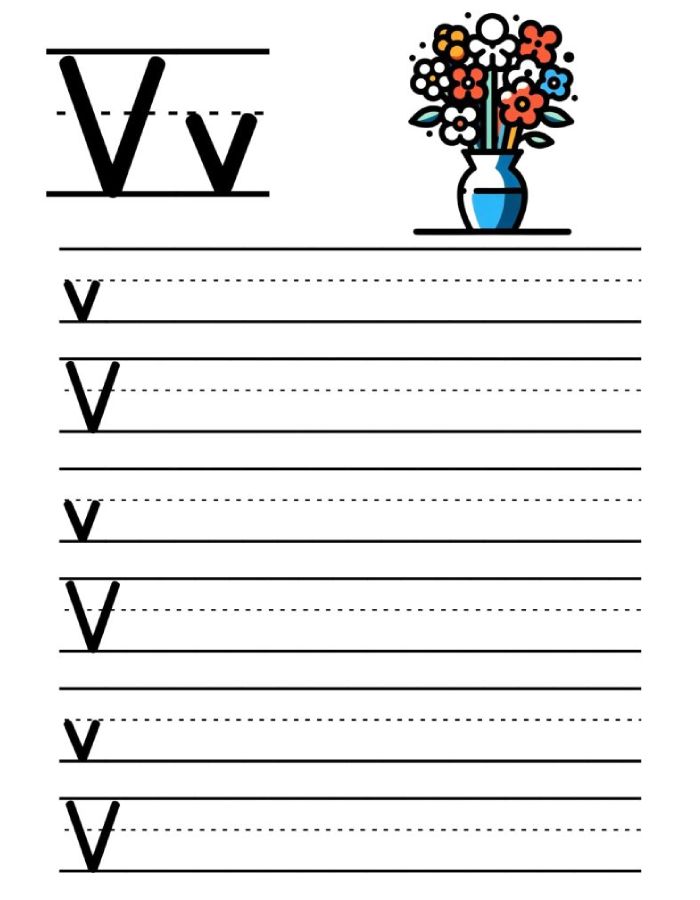 Letter V Practice Worksheets Coloring Page