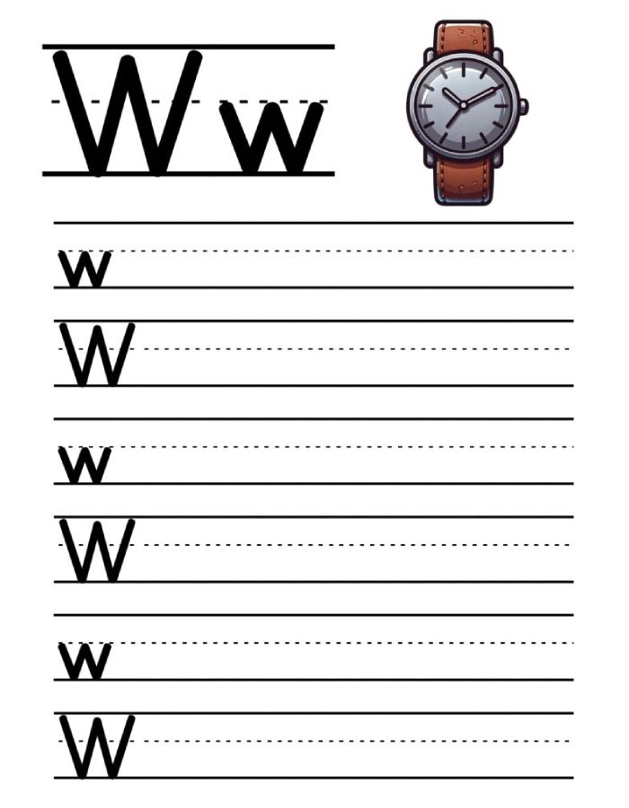 Letter W Practice Worksheets Coloring Page