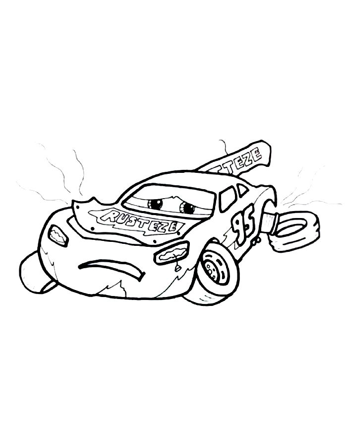 Lightning Mcqueen Crash Coloring Page