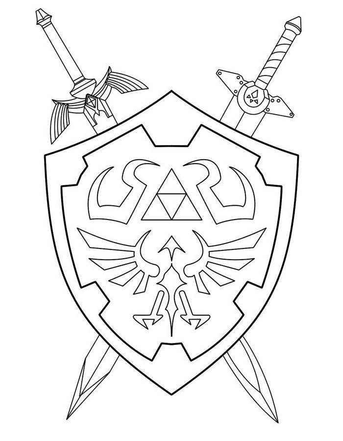 Link Hylian Shield Coloring Page