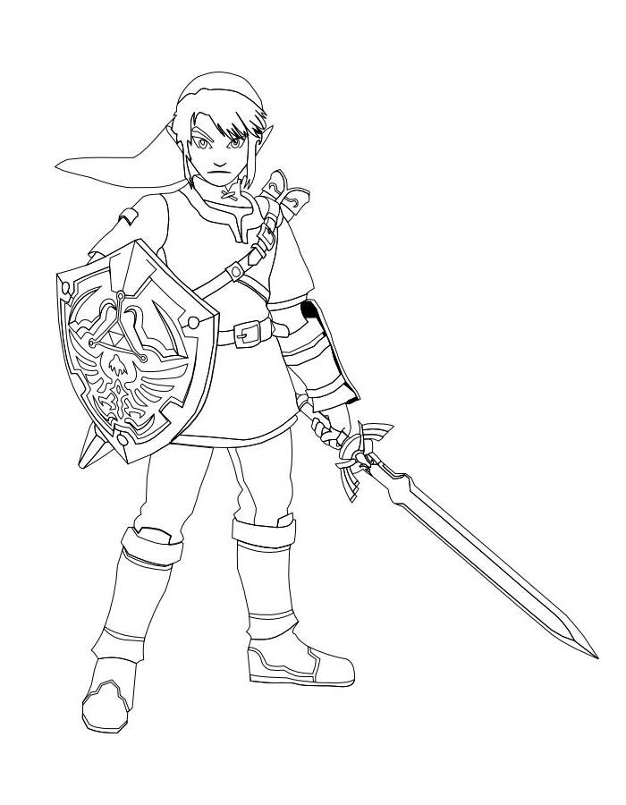 Link Ready For Adventure Coloring Page