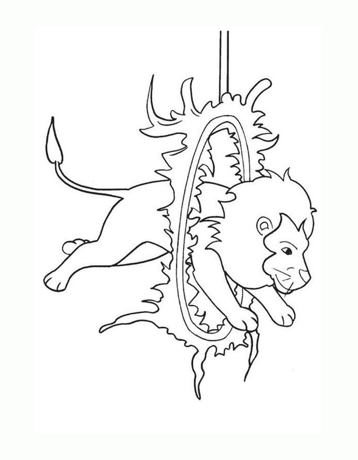 Lion Jumping Drawing Coloring Page