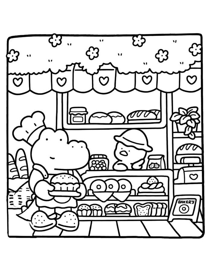 Little Corner Black And White Coloring Page