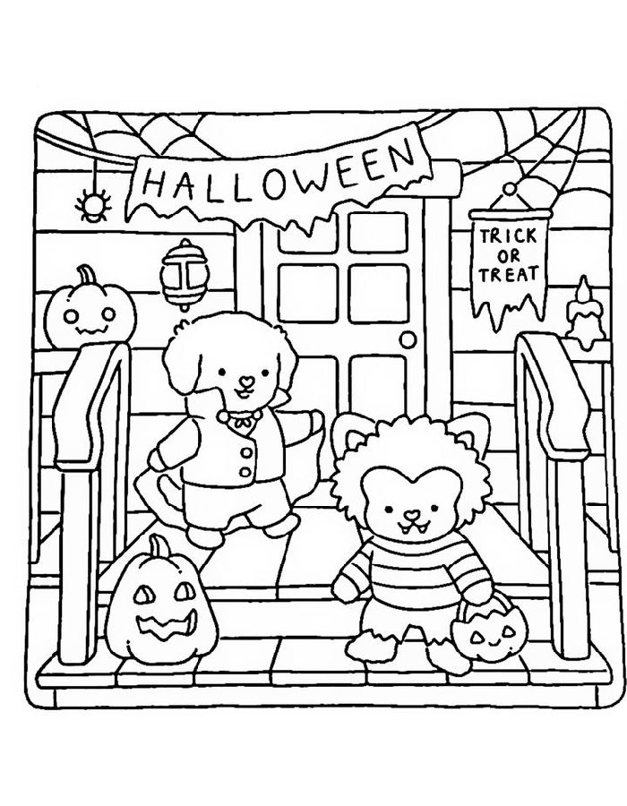 Little Corner Halloween Coloring Page