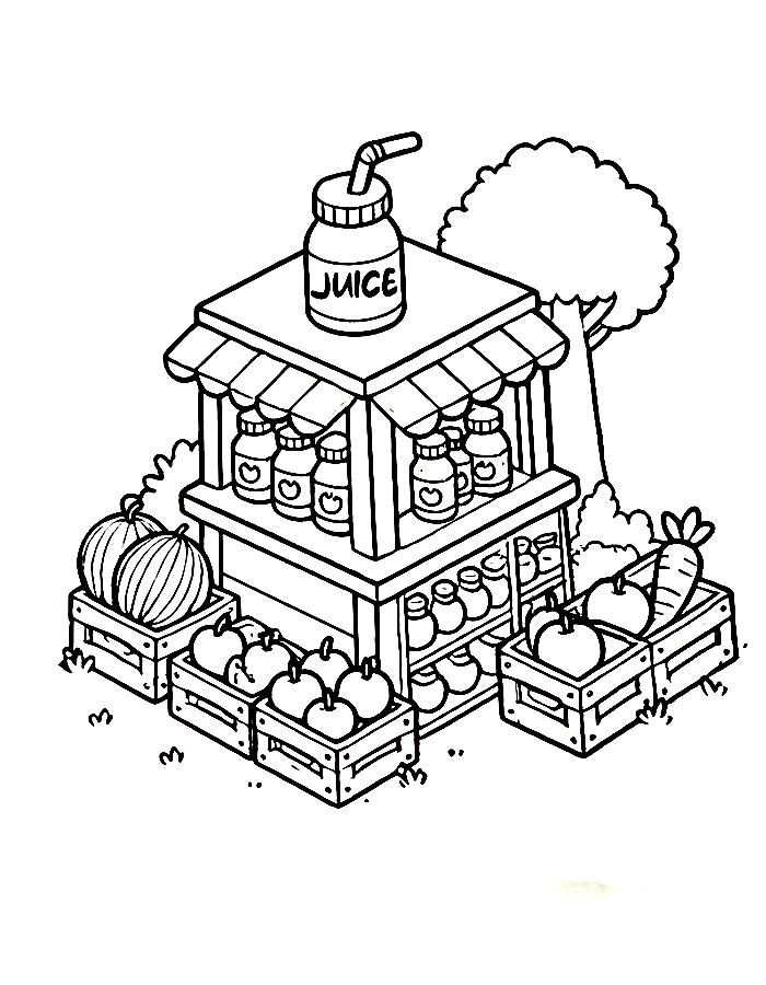 Little Corner Line Art Coloring Page