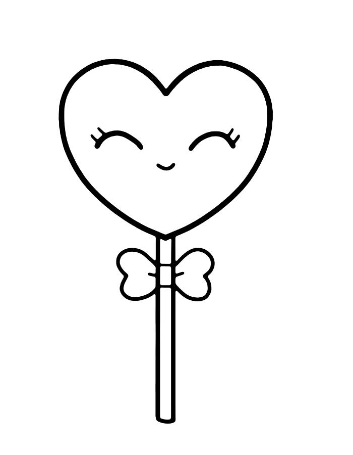 Love Heart Lollipop For Kids Coloring Page