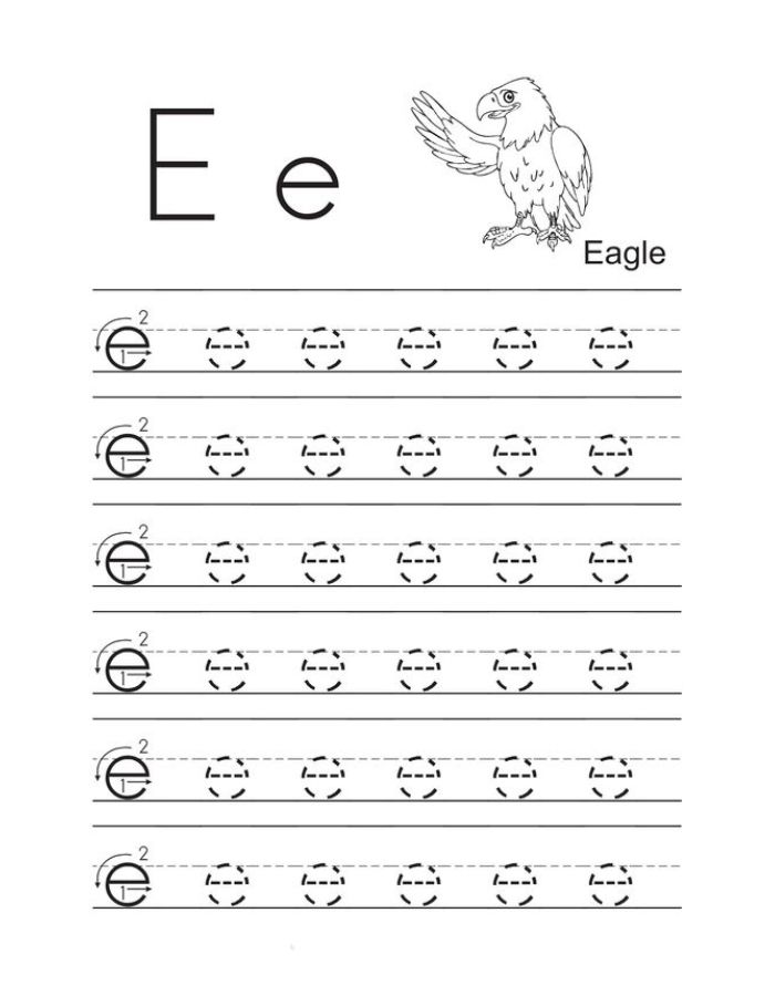 Lowercase Letter E Tracing Worksheets Coloring Page