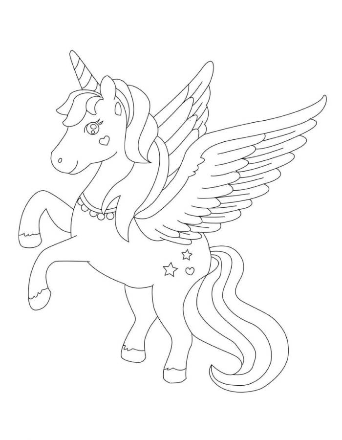 Magical Pegasus Flying Free Coloring Page