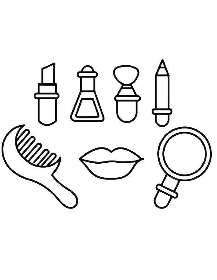 Makeup Accessories Coloring Page