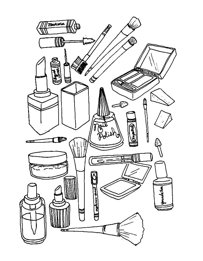 Makeup Tools Coloring Page