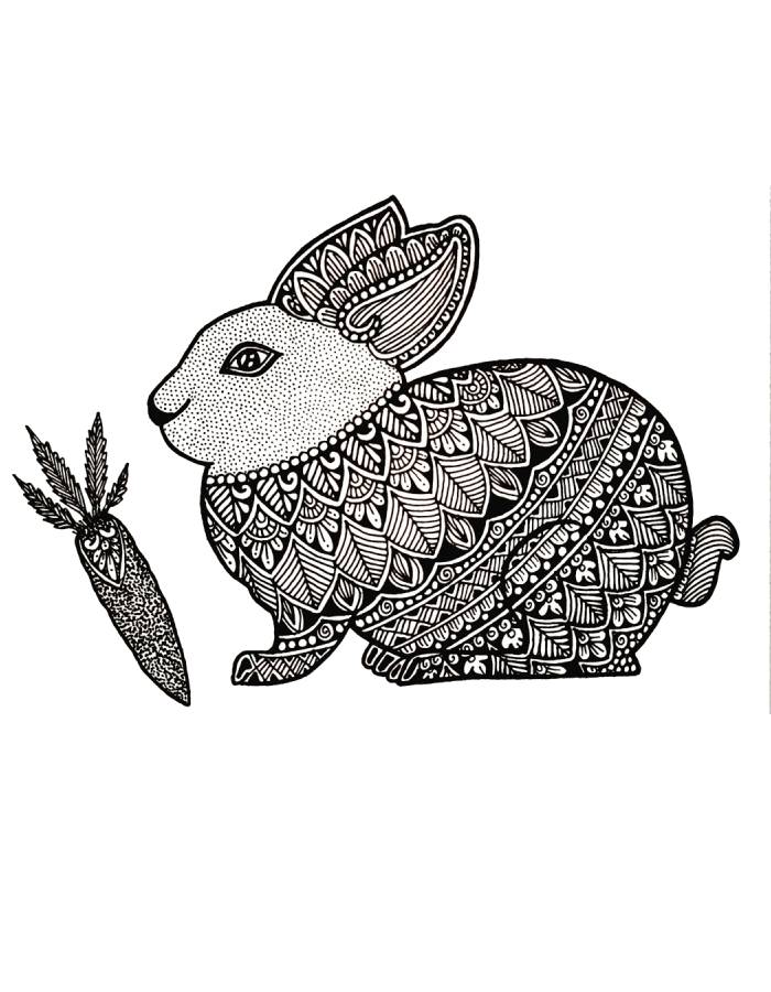 Mandala Art On A Rabbit Coloring Page