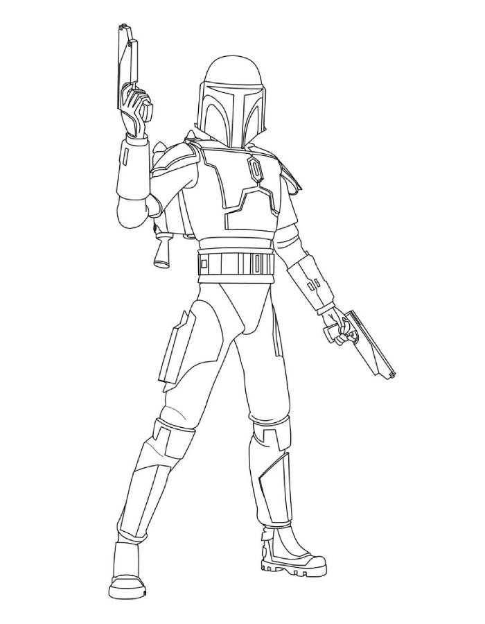 Mandalorian Black And White Drawing Coloring Page