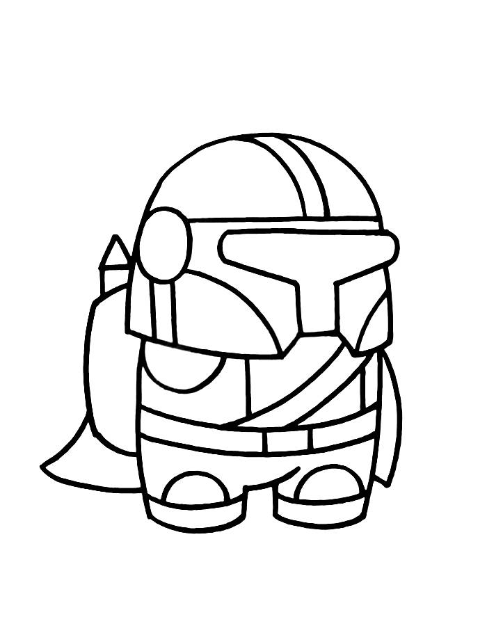 Mandalorian Crewmate Among Us Coloring Page