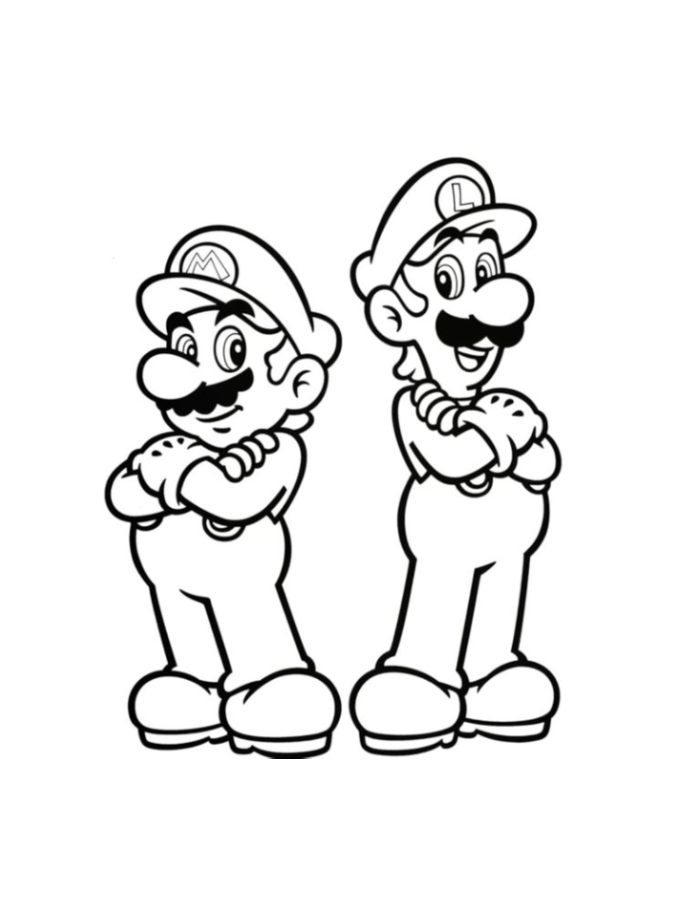Mario And Luigi Coloring Page
