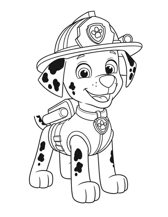 Marshall Smiling In His Firefighter Outfit Coloring Page