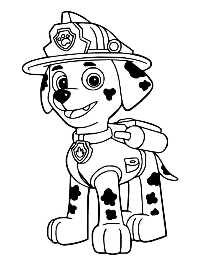 Marshall Wearing His Firefighter Gear Coloring Page