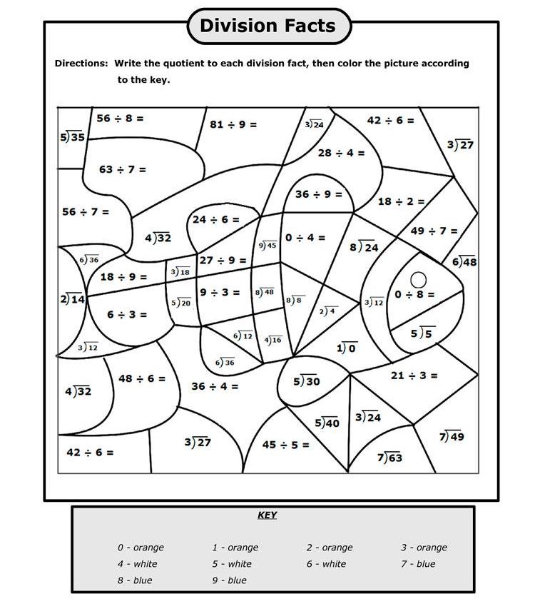Maths division worksheet pdf coloring page