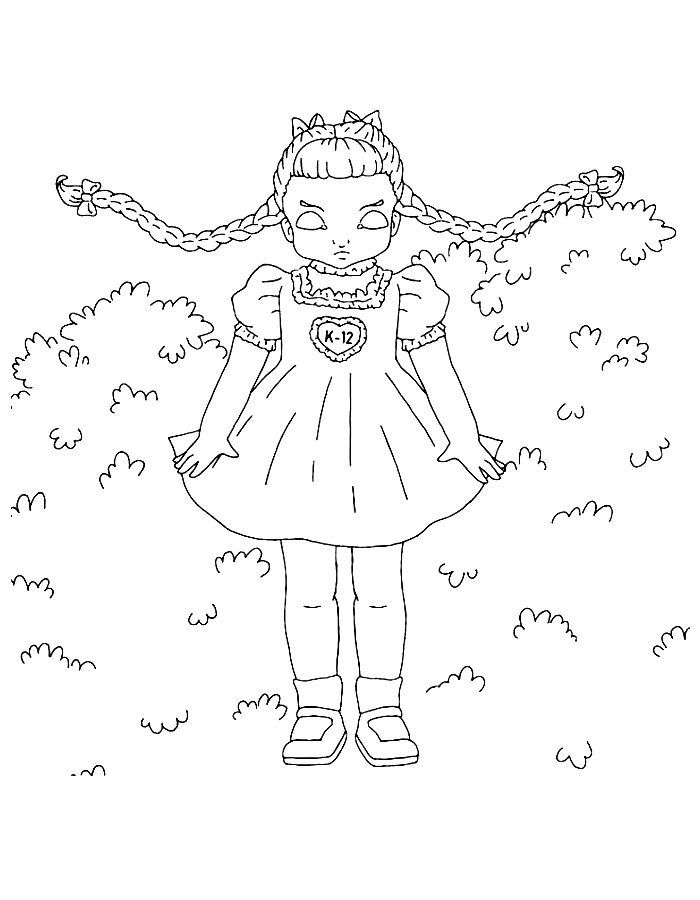 Melanie Martinez Inspired K-12 Doll Coloring Page