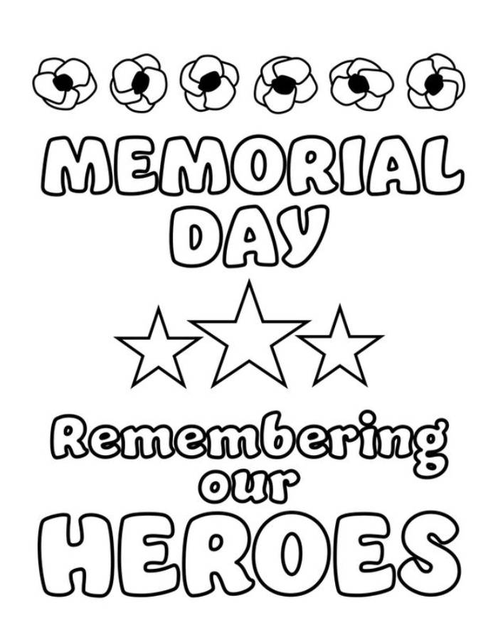 Memorial Day Remembering Our Heroes Coloring Page