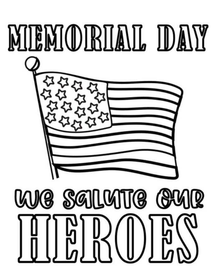 Memorial Day We Salute Our Heroes Coloring Page