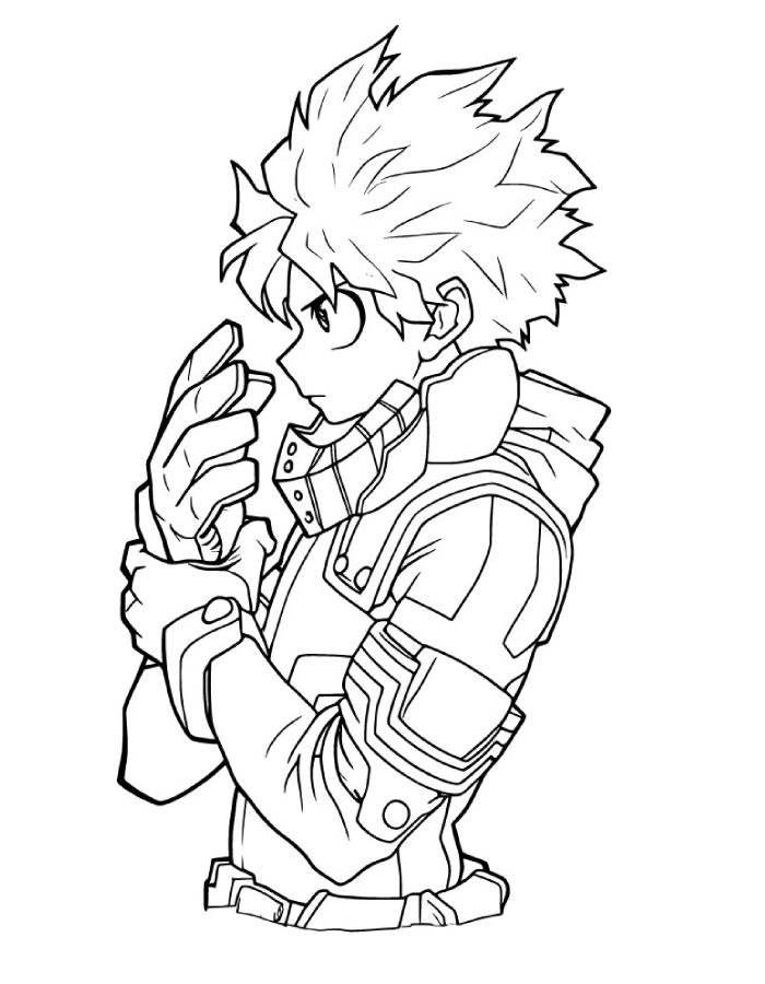 Mha Pauses To Adjust His Hero Glove Coloring Page