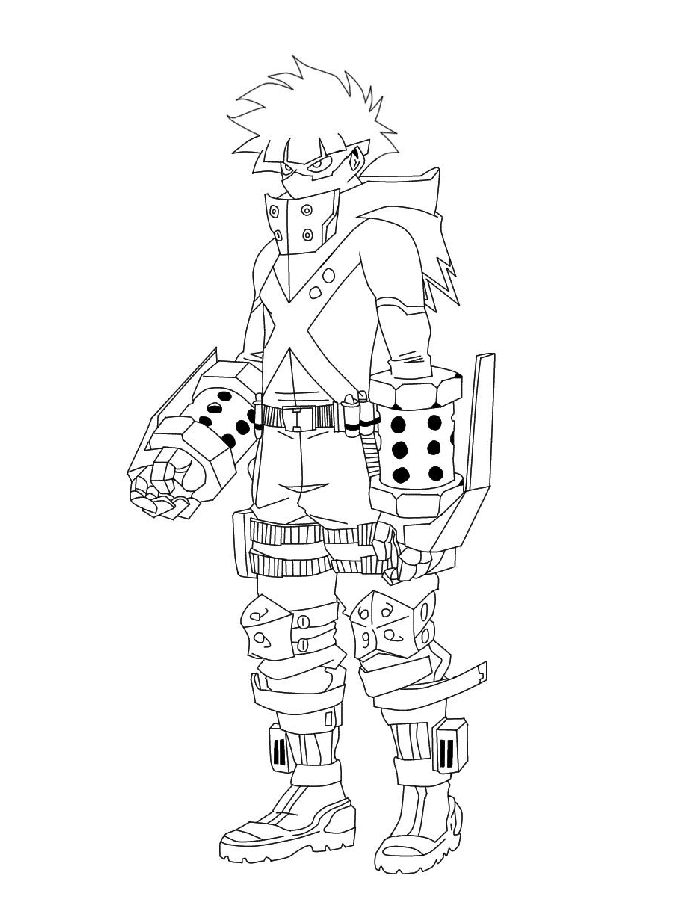 Mha Stands In His Upgraded Hero Costume With Massive Grenade Gauntlets Coloring Page