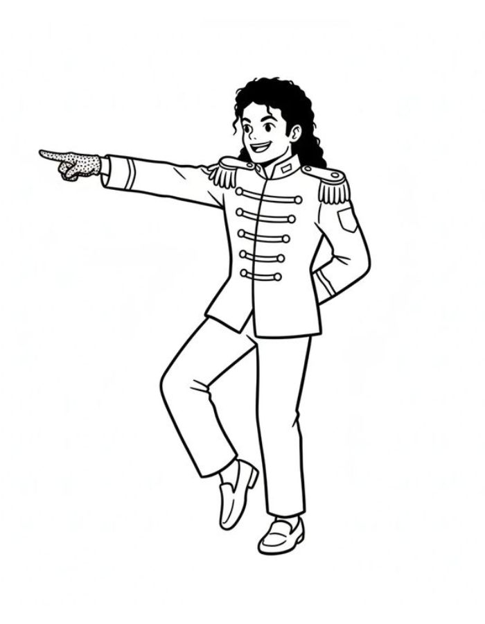 Michael Jackson Performs In His Iconic Military-style Jacket Coloring Page