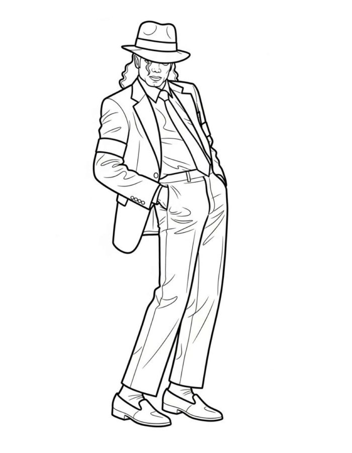 Michael Jackson Strikes An Iconic Pose Coloring Page