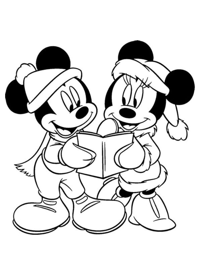 Mickey And Minnie Mouse Christmas Coloring Page