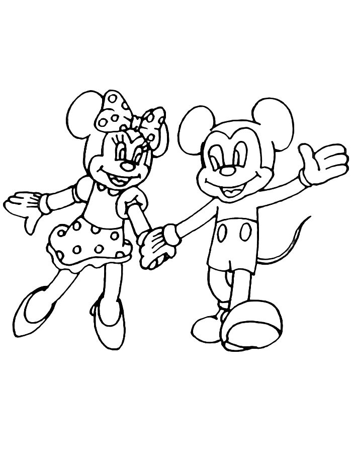 Mickey Mouse & Minnie Mouse Outline Coloring Page