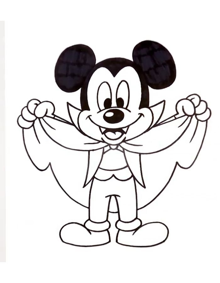 Mickey Mouse Halloween Drawing Coloring Page