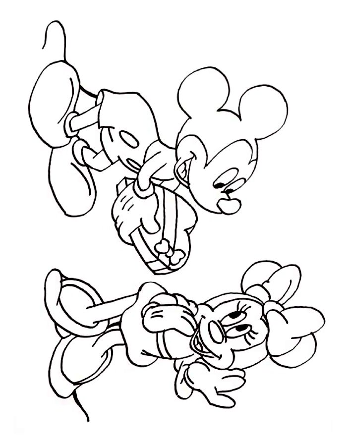 Mickey Mouse Simple Drawing Coloring Page