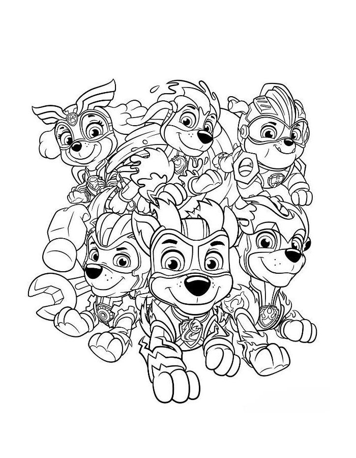 Mighty Pups Art For Kids Coloring Page