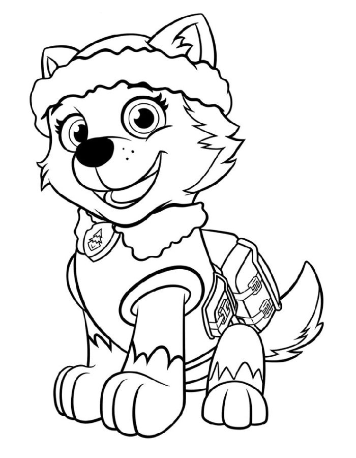 Mighty Pups Simple Outline Coloring Page