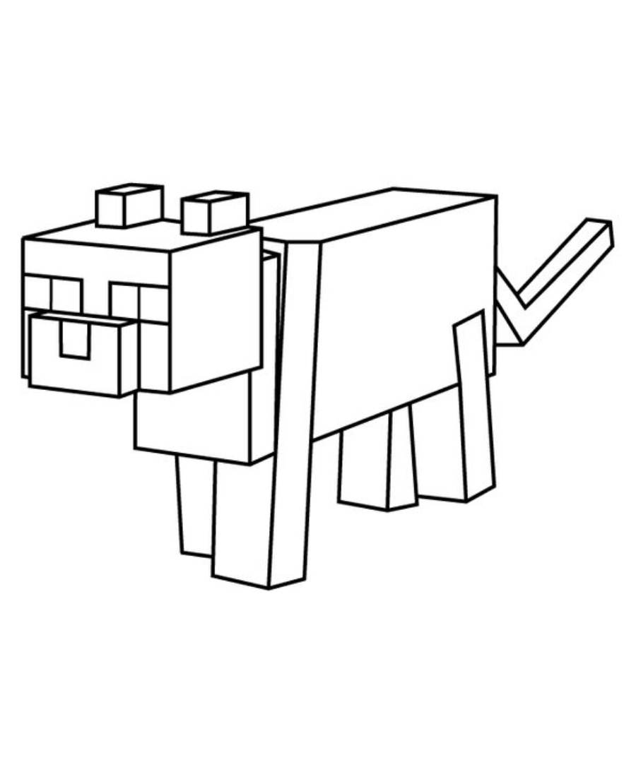 Minecraft Cat Coloring Page