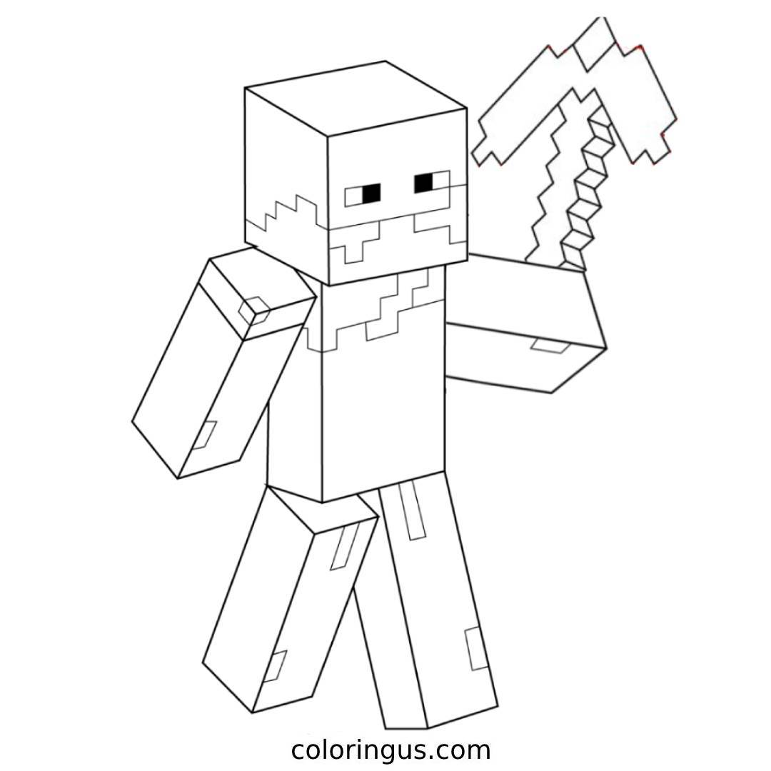 Minecraft Steve Coloring Page