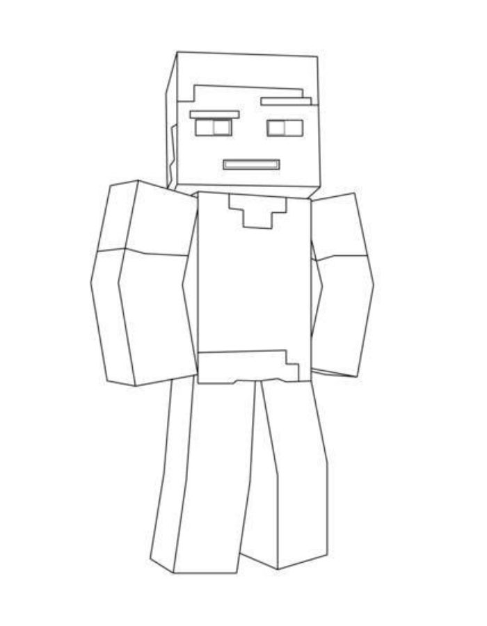 Minecraft Steve Simple Outline Coloring Page