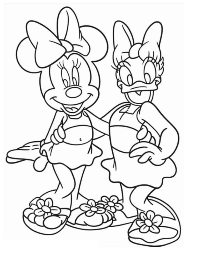 Minnie Mouse And Daisy Duck Coloring Page