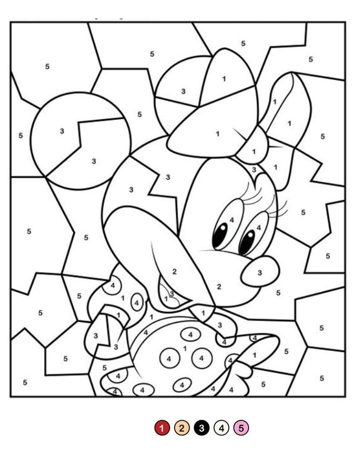 Minnie Mouse Color By Number Coloring Page