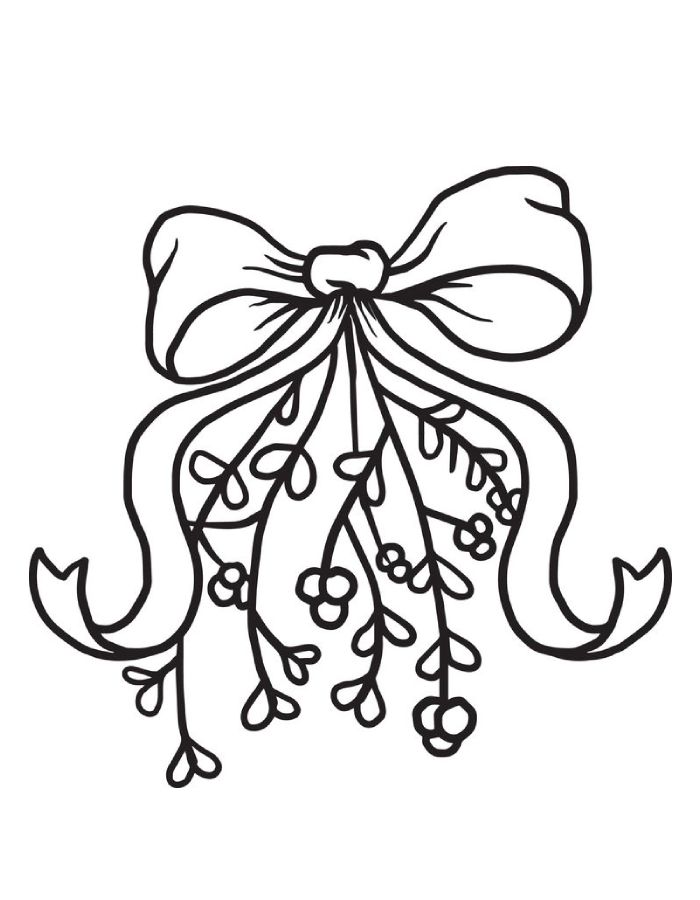 Mistletoe Line Art Coloring Page