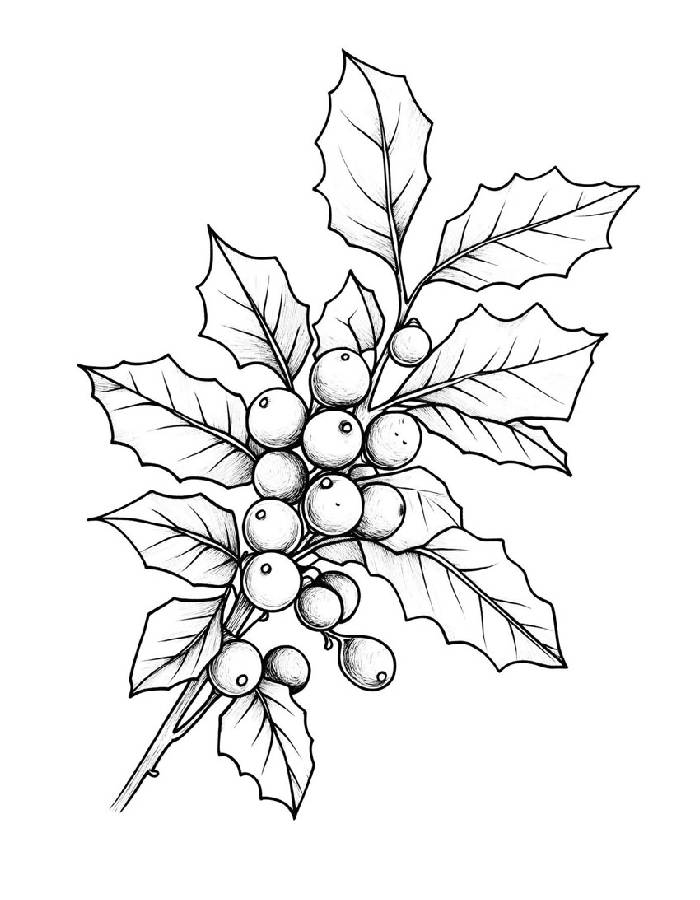Mistletoe Simple Line Art